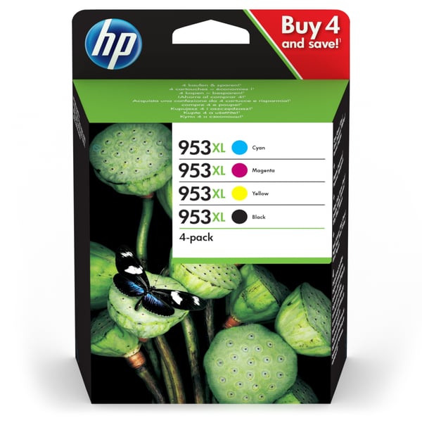HP 953XL bläckpatroner Original Hög (XL) avkastning Svart, Cyan, Magenta, Gul