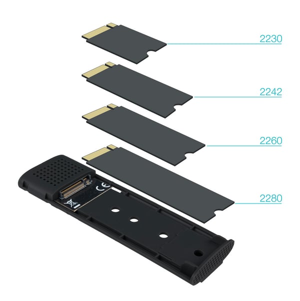 TooQ TQE-2230B tallennusaseman kotelo SSD-kotelo Musta M.2