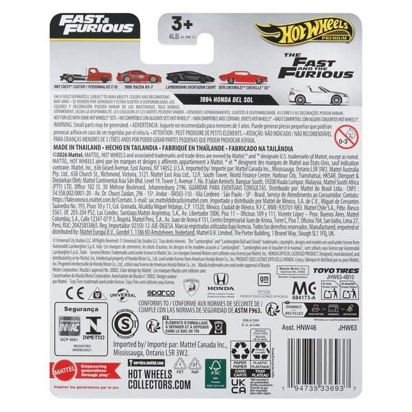 Hot Wheels Fast & Furious JHW63 legetøjsbil