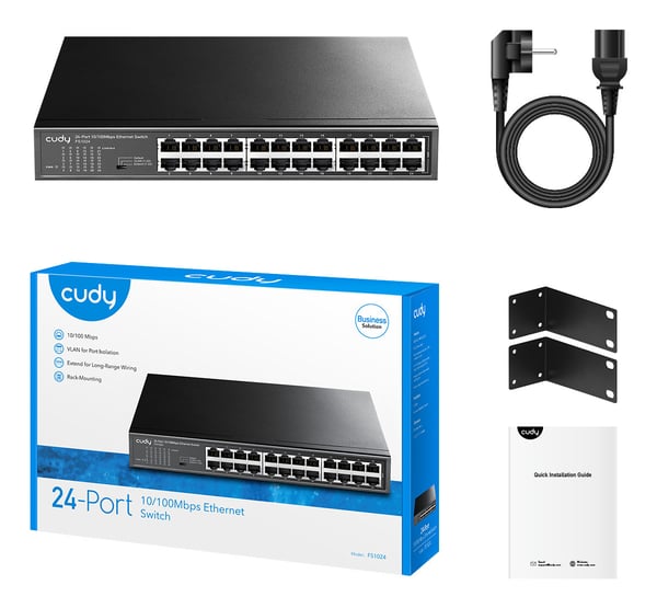 Cudy FS1024 nätverksswitchar Ohanterad Fast Ethernet (10/100) Svart