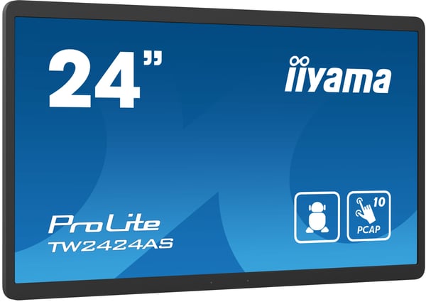 iiyama TW2424AS-B1 skilte display Digital fladpaneldisplay 60,5 cm (23.8") Wi-Fi 250 cd/m² 4K Ultra HD Sort Berøringsskærm Indbygget processer Android 24/7