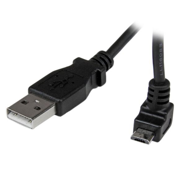 StarTech.com 2 m USB 2.0 A til Micro B-kabel med opadvinklet stik - Sort - USB A / Micro B-datakabel