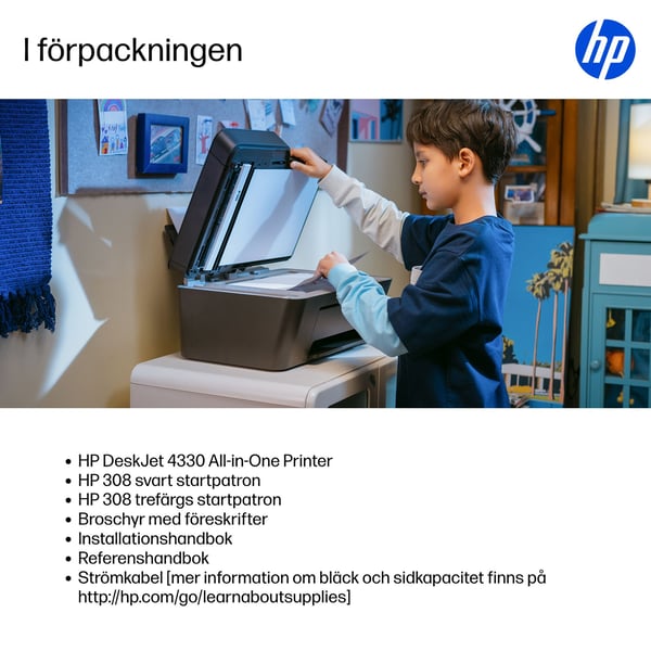 HP DeskJet 4330 Trådlöst All-in-One Färg Skrivare, Instant Ink