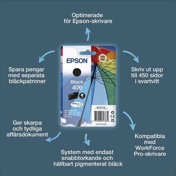 Epson Enpack, svart 406 Umbrella DURABrite Ultra-bläck