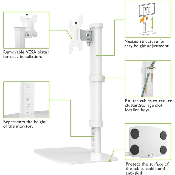 Techly ICA-LCD 260 fäste och ställ till bildskärm 68,6 cm (27") Bord Vit