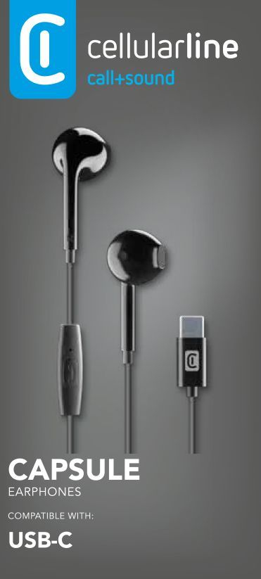 Cellularline 8018080476587 Kuulokkeet Langallinen In-ear Puhelut/Musiikki USB Type-C Musta