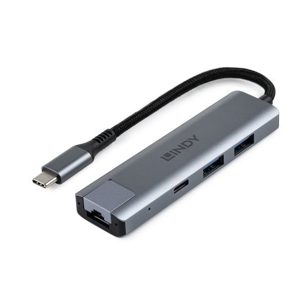 Lindy 43422 gränssnittshubbar USB 3.2 Gen 2 (3.1 Gen 2) Type-C 10000 Mbit/s Grå