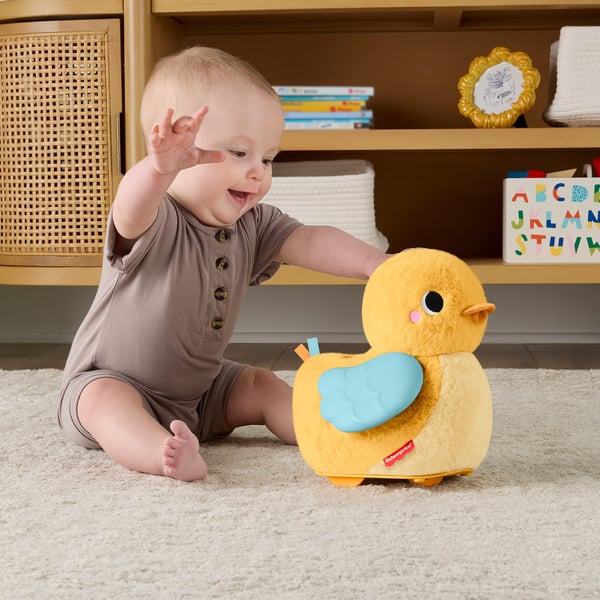 Fisher-Price 4-i-1 Kram och kryp-anka, mjukisdjur med musik för lek på mage och kryplek