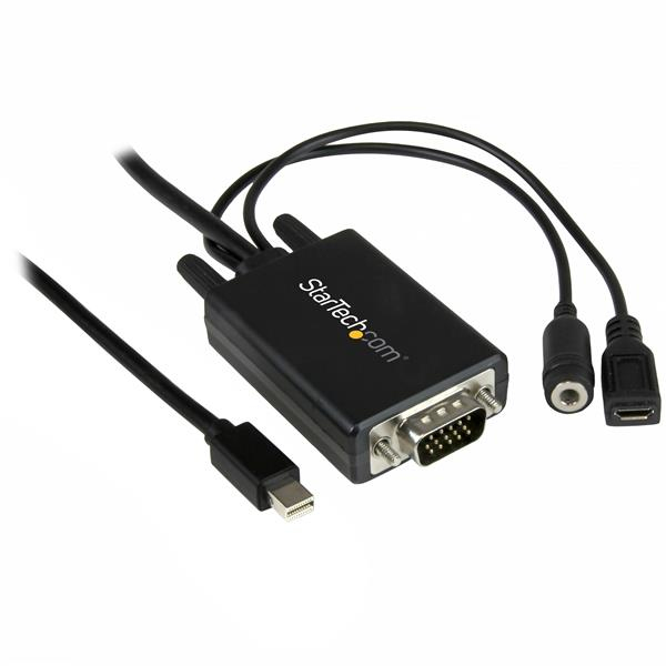StarTech.com MDP2VGAAMM3M videokabel adapter 3 m Mini DisplayPort VGA (D-Sub) + 3.5mm Sort