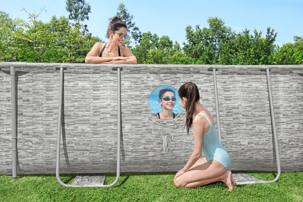 Bestway Power Steel 56946 swimmingpool til over jorden Indrammet pool Oval 10949 L Brun