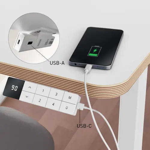 Leitz Ergo kompakt elektrisk hæve-sænke skrivebord 120 x 70 cm med påmindelse om at stå op