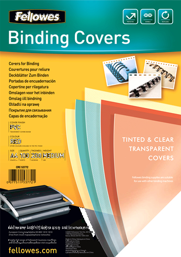 Fellowes 5377201 omslag til papirindbinding A4 Plast, PVC Rød, Transparent 100 stk