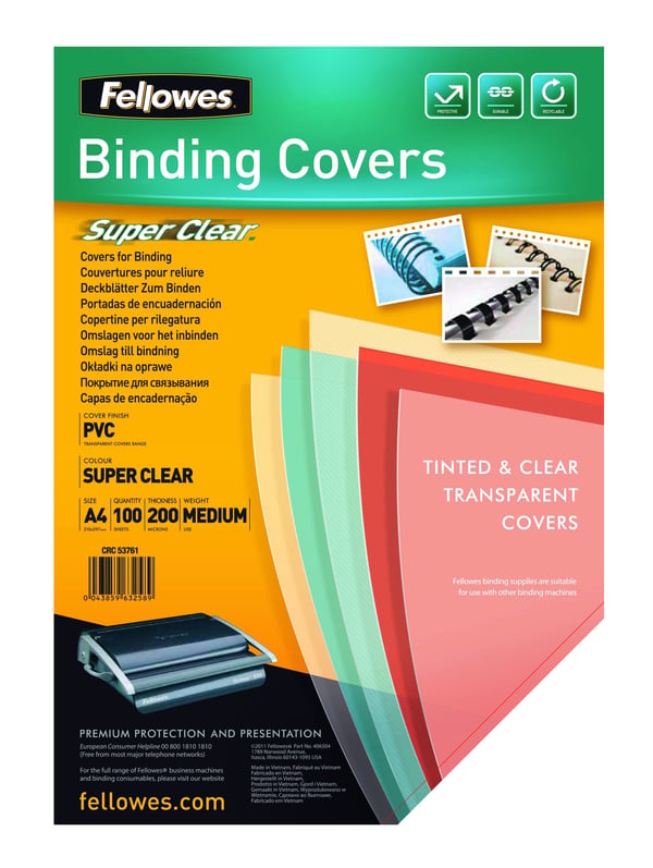 Fellowes 5376001 omslag til papirindbinding A4 PVC Transparent 100 stk
