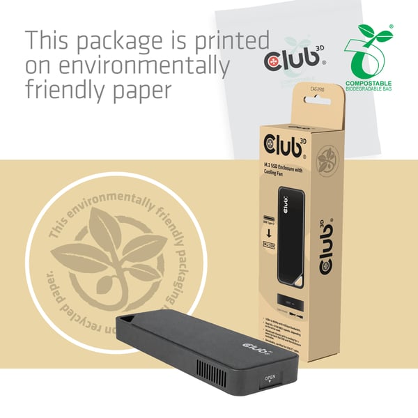 CLUB3D CAC-2510 tallennusaseman kotelo SSD-kotelo Musta M.2