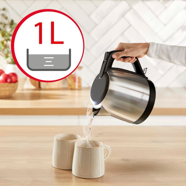 Tefal Subito Mini KO5S2DE0 elkedel 1 L 2400 W Sort, Rustfrit stål