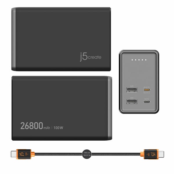 j5create JPB264100-N basstationer 26800 mAh Svart