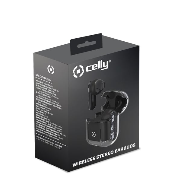 Celly SHEER Headset True Wireless Stereo (TWS) I öra Samtal/musik Svart, Transparent