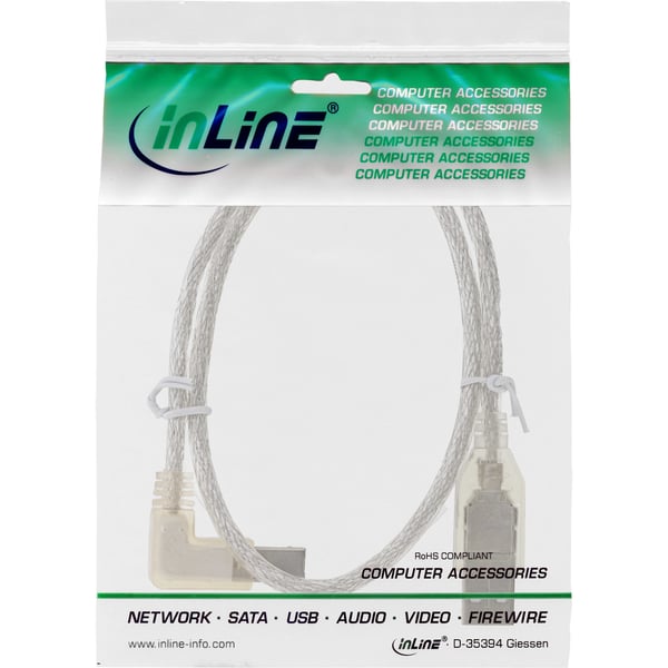 InLine 34516L USB-kabel USB 2.0 0,3 m USB A USB B Transparent