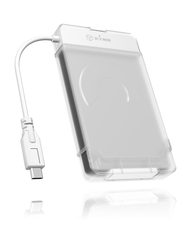 ICY BOX IB-AC703-C HDD- / SSD kabinett Translucent, Vit 2.5"