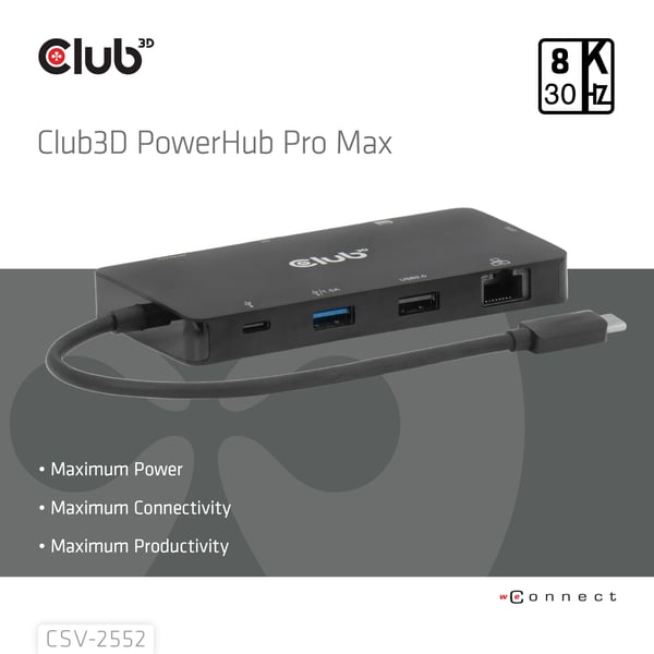 CLUB3D CSV-2552 gränssnittshubbar USB Type-C 5000 Mbit/s Svart