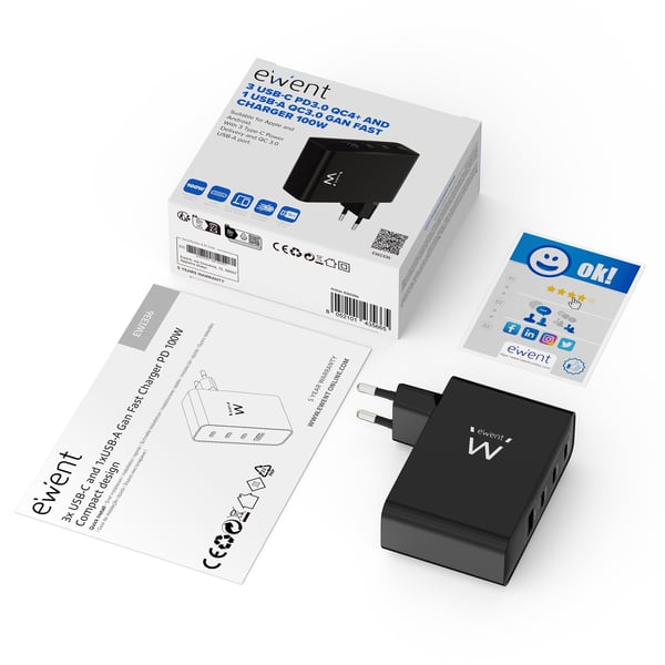 Ewent EW1336 mobilladdare Universal Svart AC Snabb laddning inomhus