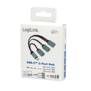 LogiLink UA0315 gränssnittshubbar USB 3.2 Gen 1 (3.1 Gen 1) Type-C 5000 Mbit/s Svart, Grå