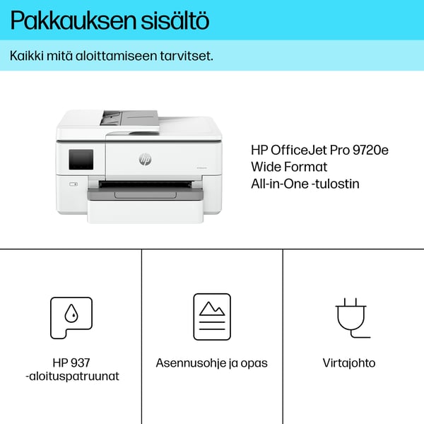 HP OfficeJet Pro 9720e Langaton All-in-One Väri Tulostin, Kaksipuolinen tulostus; Kopiokone, skanneri