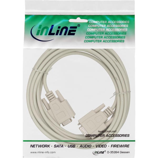 InLine 12224 seriella kablar Beige 3 m DB-9