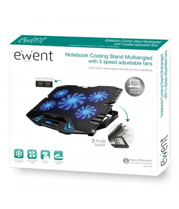 Ewent EW1259 køling til laptop 43,2 cm (17") 2500 rpm Sort