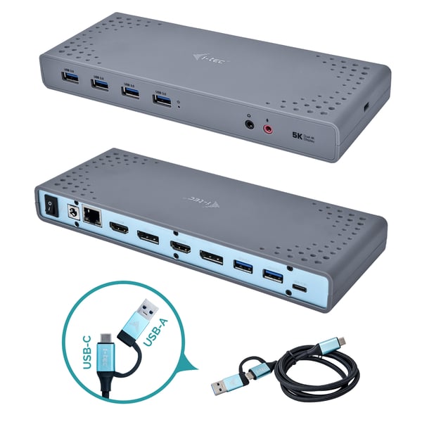 i-tec CADUAL4KDOCK dockningsstationer för bärbara datorer Kabel USB 3.2 Gen 1 (3.1 Gen 1) Type-C Svart, Turkos