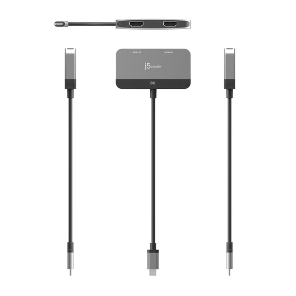 j5create JCA465-N 8K USB-C® til adapter til to HDMI™-skærme