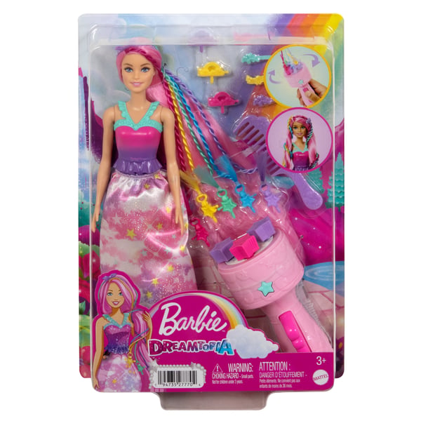 Barbie Dreamtopia Twist 'n Style -nukke, hiuskoristeita ja kierrin