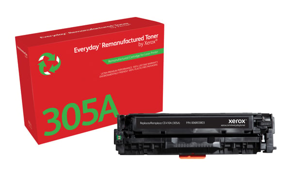 Everyday™ Mustavalko Remanufactured Toner by Xerox compatible with HP 305A (CE410A), Standard capacity Everyday™ Mustavalko Remanufactured Toner by Xerox compatible with HP 305A (CE410A), Standard capacity