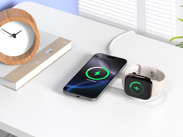Conceptronic GORGON04W oplader til mobil enhed Smartphone, SmartWatch Hvid Vekselstrøm Trådløs opladning Indendørs