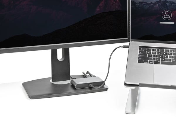 StarTech.com Thunderbolt Mini-dockningsstation för dubbla bildskärmar, 4K 60 Hz HDMI, drivrutinsfri hubb för Windows och Mac, Gigabit Ethernet, 1x USB-A (5 Gbps) & 1x USB 2.0, 28 cm kabel