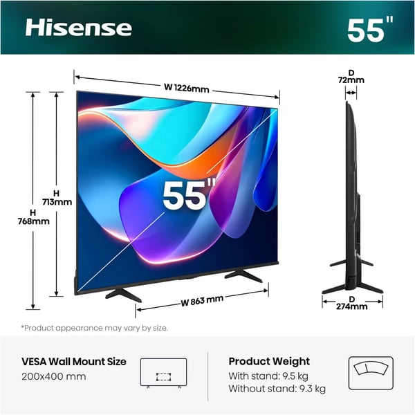 Hisense 55A6S 139,7 cm (55") 4K Ultra HD Smart TV Wi-Fi Sort