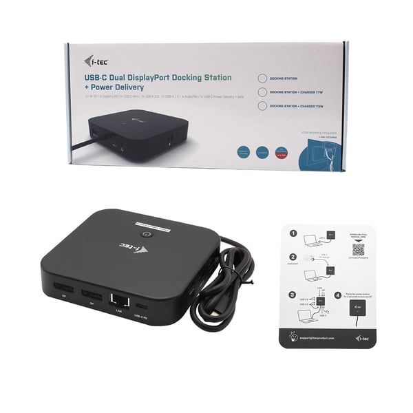 i-tec C31DUALDPDOCKPD kannettavien tietokoneiden telakka ja porttitoistin Langallinen USB 3.2 Gen 1 (3.1 Gen 1) Type-C Musta