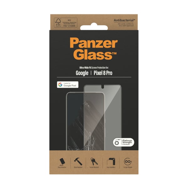 PanzerGlass ® Screen Protector Google Pixel 8 Pro | Ultra-Wide Fit Genomskinligt skärmskydd 1 styck