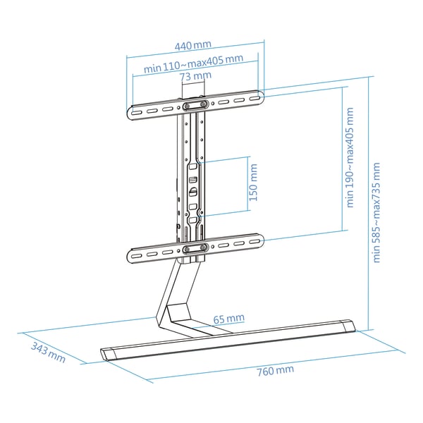 TooQ DB3265F-B TV-kiinnike 165,1 cm (65") Musta