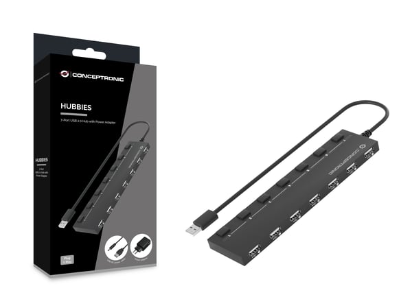 Conceptronic HUBBIES08BP interface hub USB 2.0 480 Mbit/s Sort