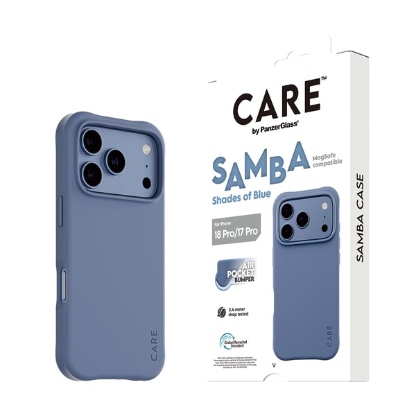 PanzerGlass CARE™ by ® Samba Case Shades of Blue w. MagSafe iPhone 2026 Pro | 17 Pro mobiltelefonfodral Mobilskal Transparent