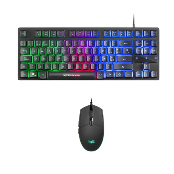 Mars Gaming MCPTKLES tastatur Mus inkluderet Spil USB Spansk Sort