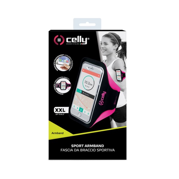 Celly Arm Band Svart, Rosa Neopren