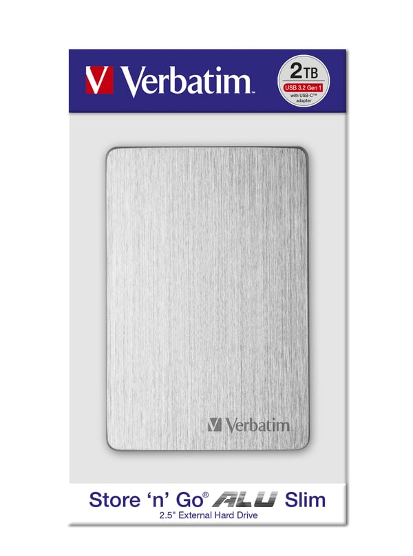 Verbatim Store 'n' Go ALU Slim ulkoinen kovalevy 1 TB 2.5" USB Type-C 3.2 Gen 1 (3.1 Gen 1) Hopea
