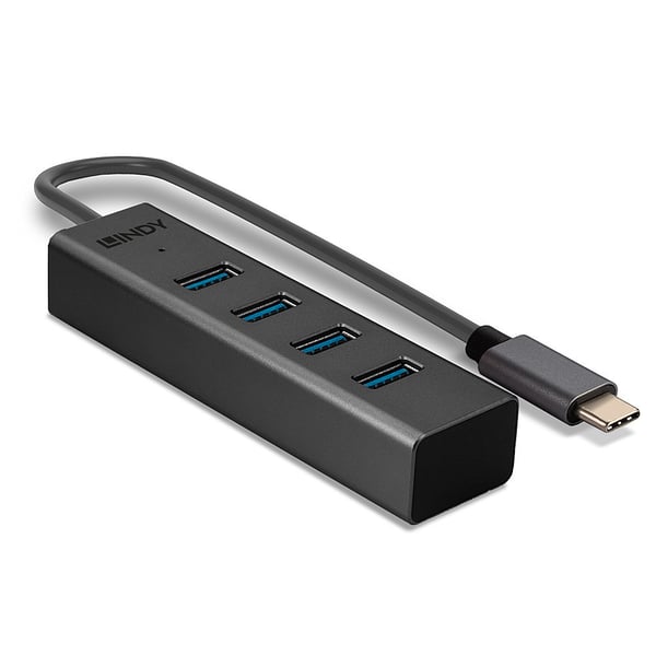 Lindy 43325 gränssnittshubbar USB 3.2 Gen 1 (3.1 Gen 1) Type-C 5000 Mbit/s Grå