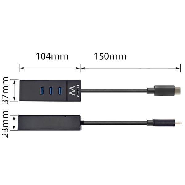 Ewent EW1141 kannettavien tietokoneiden telakka ja porttitoistin USB 3.2 Gen 1 (3.1 Gen 1) Type-C Musta
