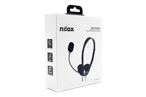 Nilox NXAU0000002 kuulokkeet ja kuulokemikrofoni Langallinen Pääpanta Toimisto/puhelukeskus USB A-tyyppi Musta