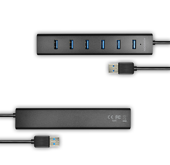 Axagon HUE-SA7BP gränssnittshubbar USB 3.2 Gen 1 (3.1 Gen 1) Type-A 5000 Mbit/s Svart