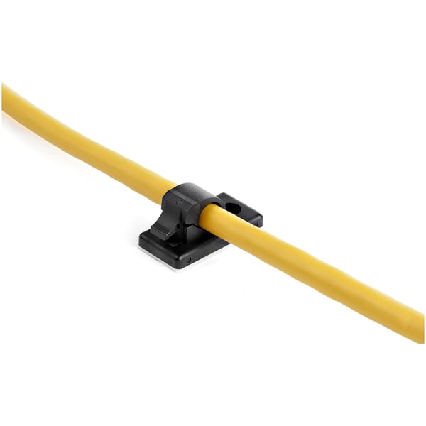 StarTech.com 100 självhäftande kabelhanteringsclips Svart - Nätverk/Ethernet/kontorsbord/datorsladdorganiserare - Självfästande kabel-/ledningshållare - Självhäftande nylonklämma brandklassad enligt UL/94V-2