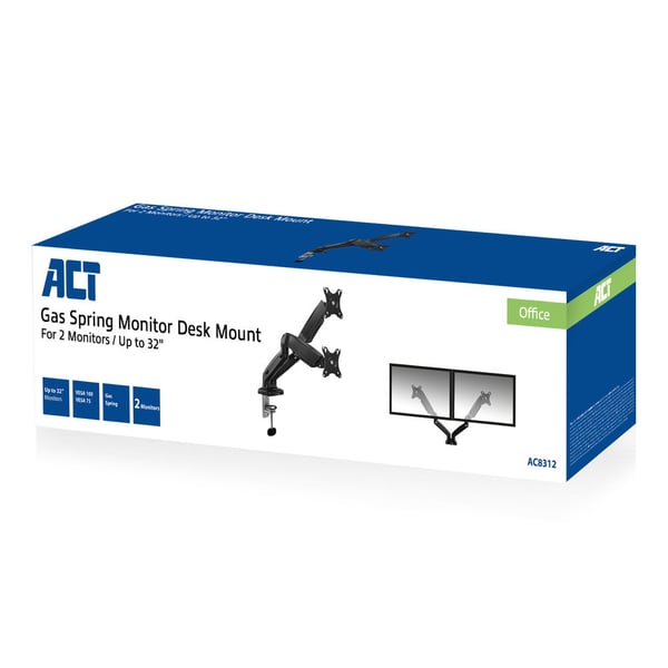 ACT AC8312 skærmbeslag og -stativer 81,3 cm (32") Skrivebord Sort